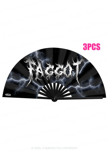Faggot Lightning Pride Y2K Rave Hand Fan Cherrykitten