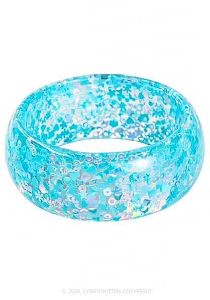 Glitter Sequins Jelly Color Y2K Cuff Bangle Cherrykitten