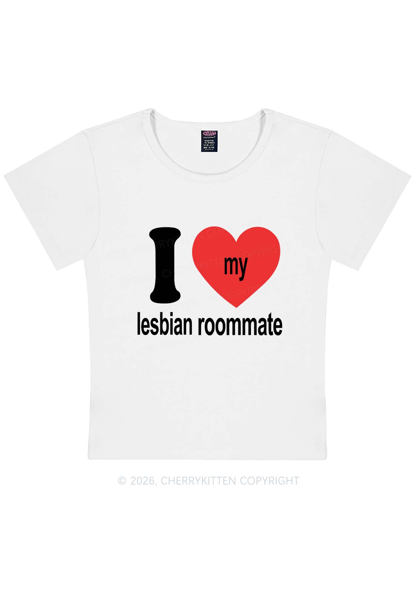 I Love My Lesbian Roommate Pride Y2K Baby Tee Cherrykitten