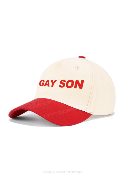 Embroidered Gay Son Pride Y2K Color Block Baseball Cap Cherrykitten