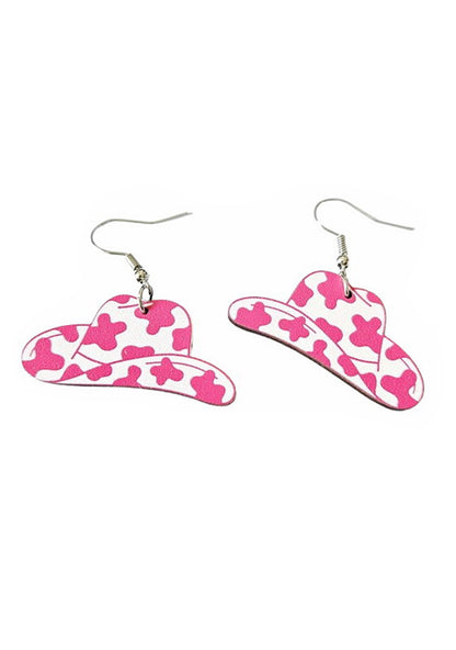 Y2K Pink Cow Hat Earrings Cherrykitten