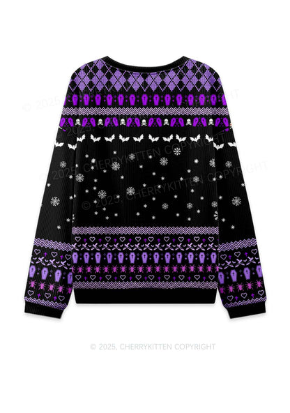 Halloween Horror Film Club Y2K Christmas Knit Sweatshirt Cherrykitten