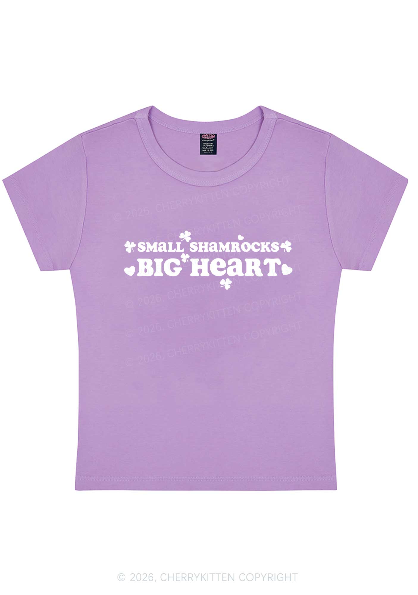 Small Shamrocks Big Heart St Patricks Y2K Baby Tee Cherrykitten