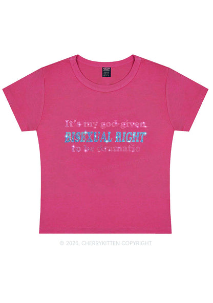 Rhinestone God Given Bisexual Right Pride Y2K Baby Tee Cherrykitten