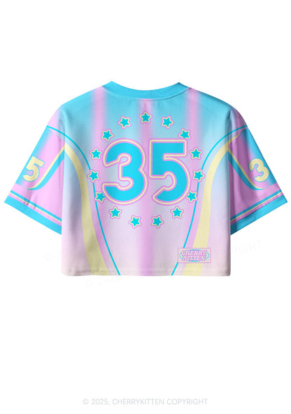 Custom Blue Pony Y2K Crop Sport Jersey Shirts Cherrykitten