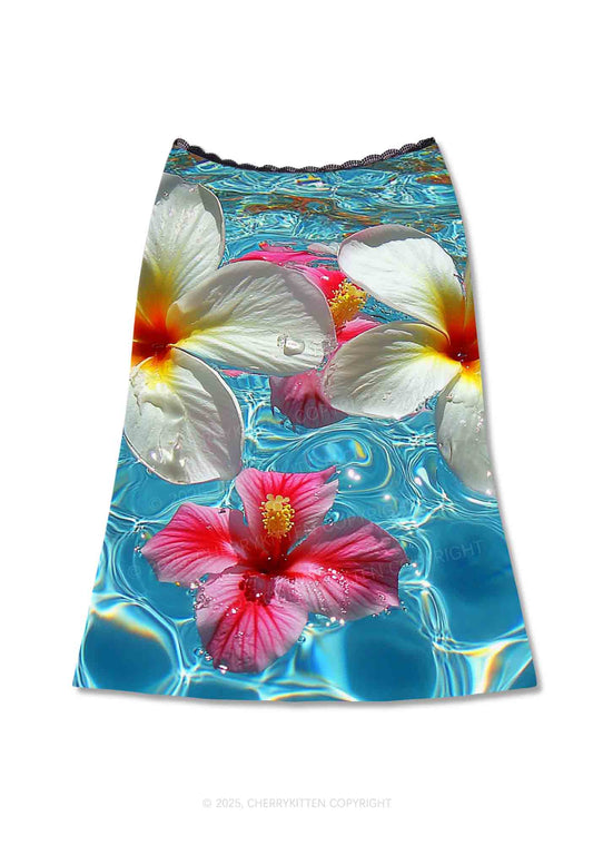 Blooming Floral Y2K Print Midi Skirt Cherrykitten
