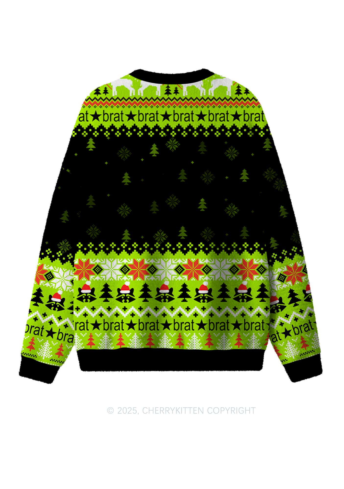 Merry Bratmas Y2K Christmas Knit Sweatshirt Cherrykitten