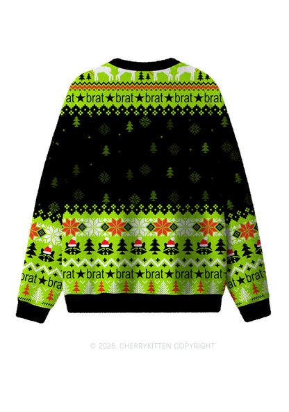Merry Bratmas Y2K Christmas Knit Sweatshirt Cherrykitten