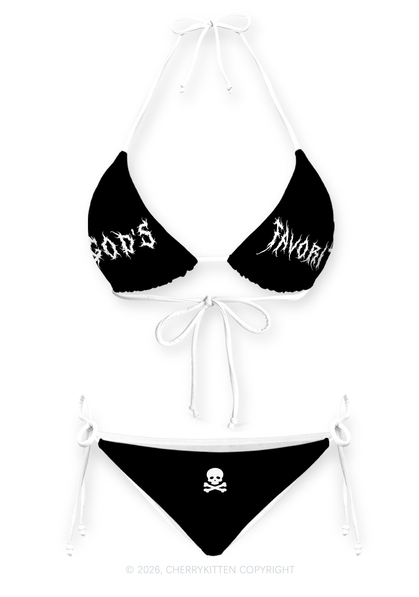 Gods Favorite Skull Y2K Print Bikini Set Cherrykitten
