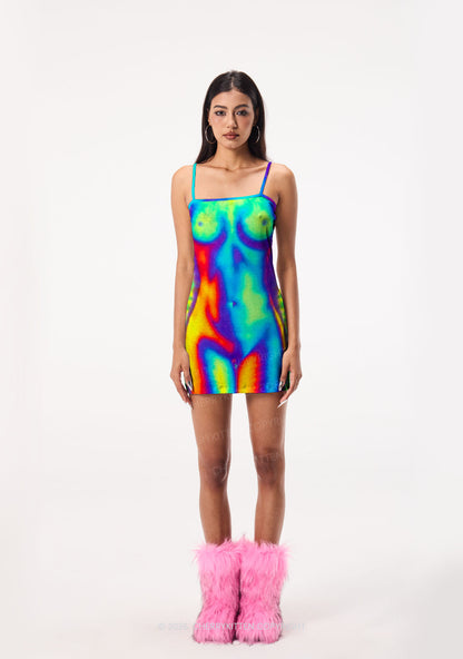 Thermal Txts Y2K Print Slip Dress Cherrykitten