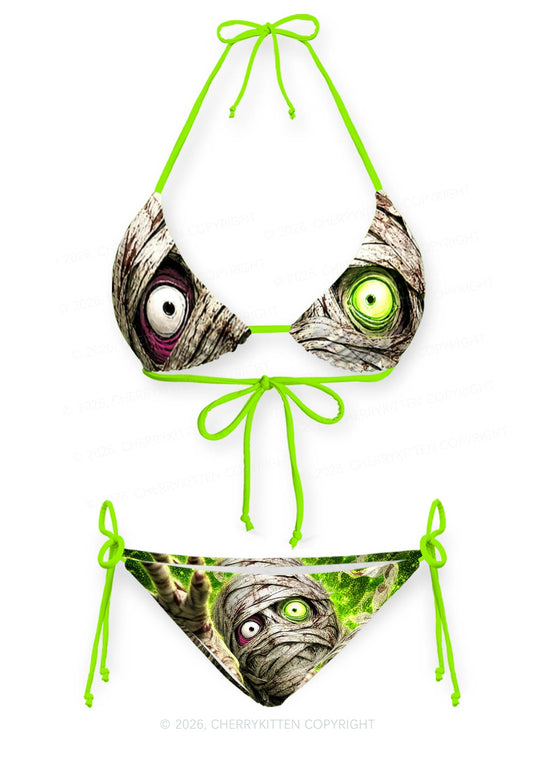 Halloween Crawling Mummy Y2K Print Bikini Set Cherrykitten