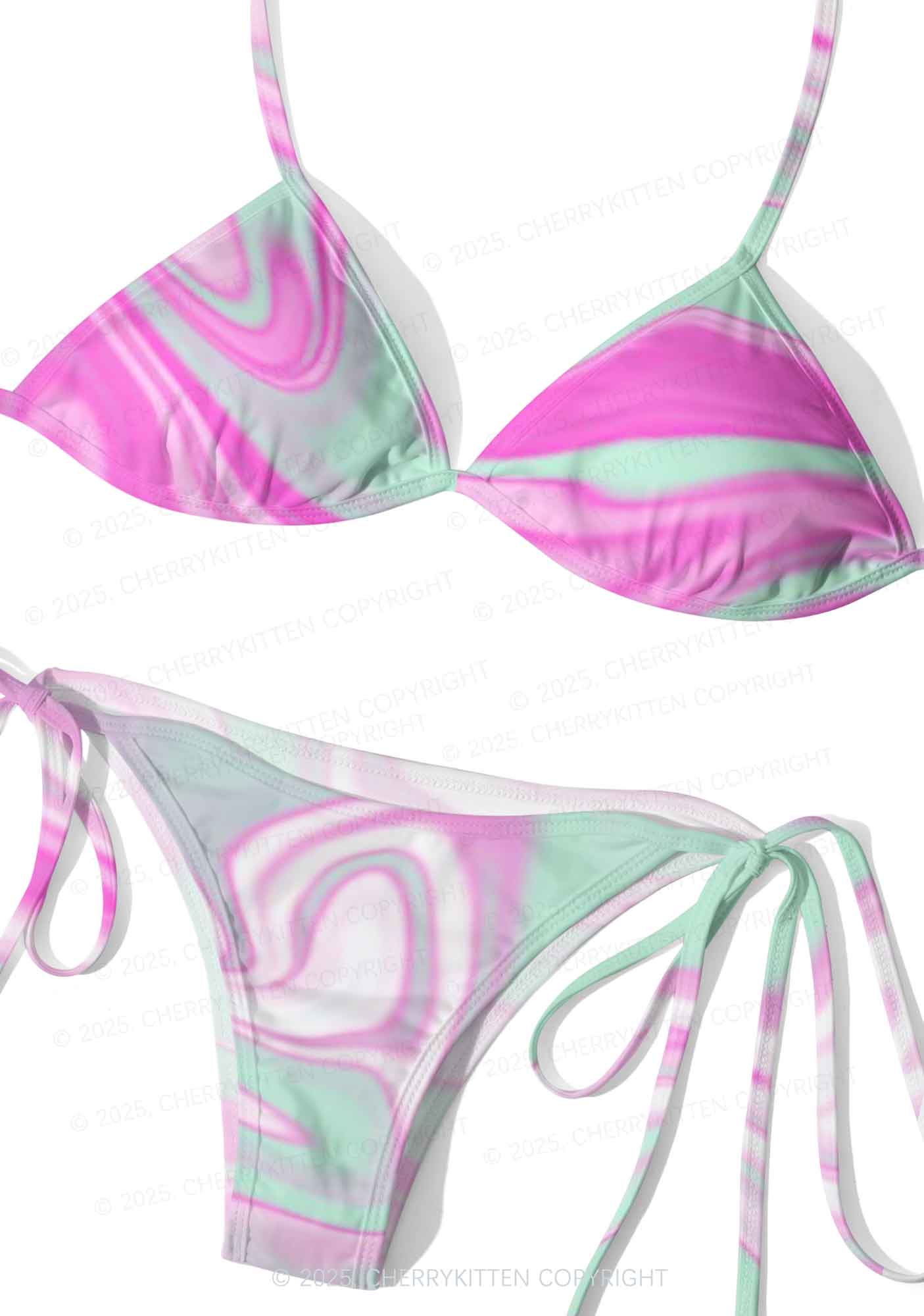Fluid Waves Y2K Print Bikini Set Cherrykitten