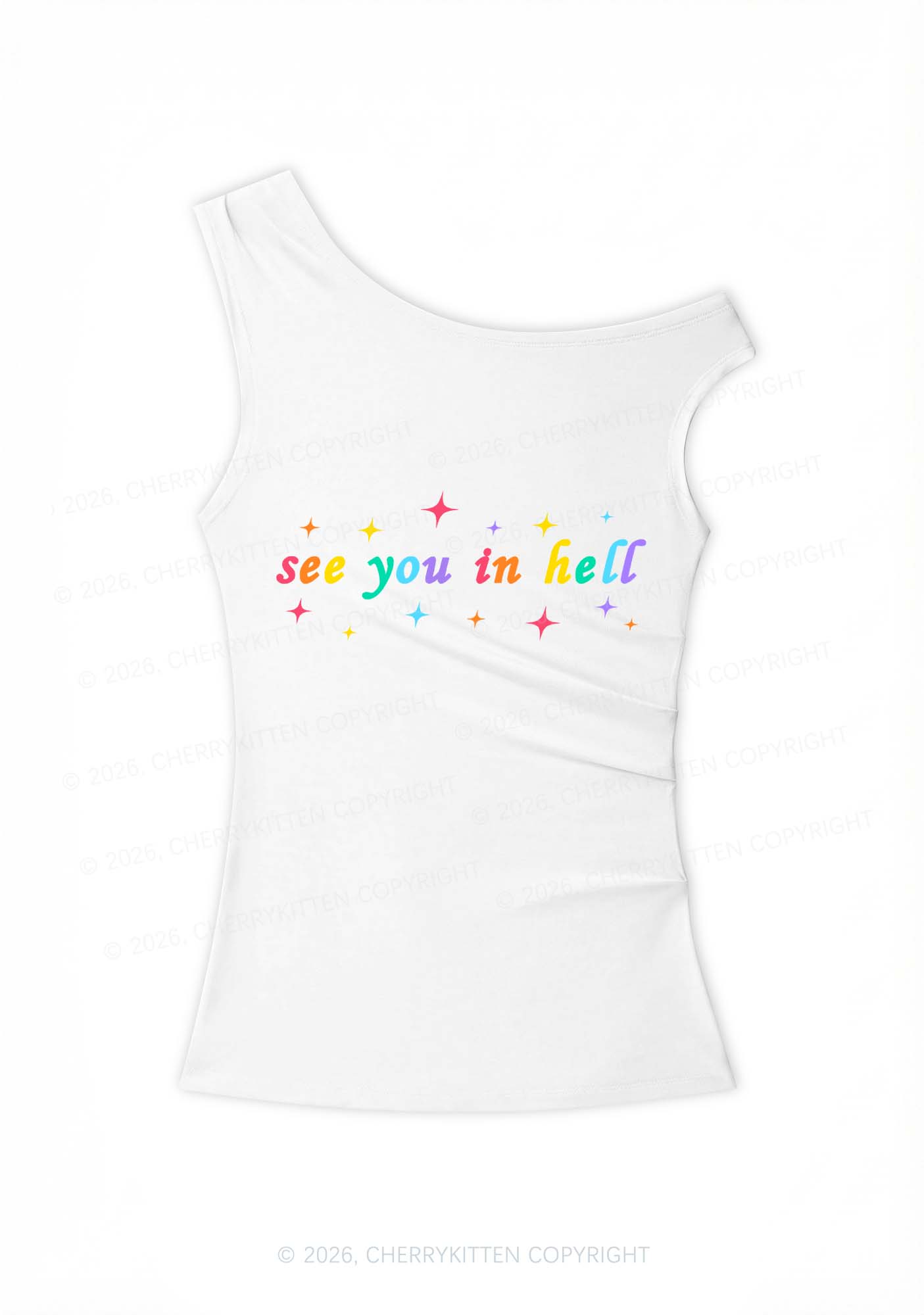 See You In Hell Pride Y2K Off Shoulder Tank Top Cherrykitten
