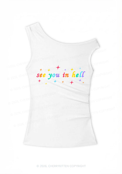 See You In Hell Pride Y2K Off Shoulder Tank Top Cherrykitten
