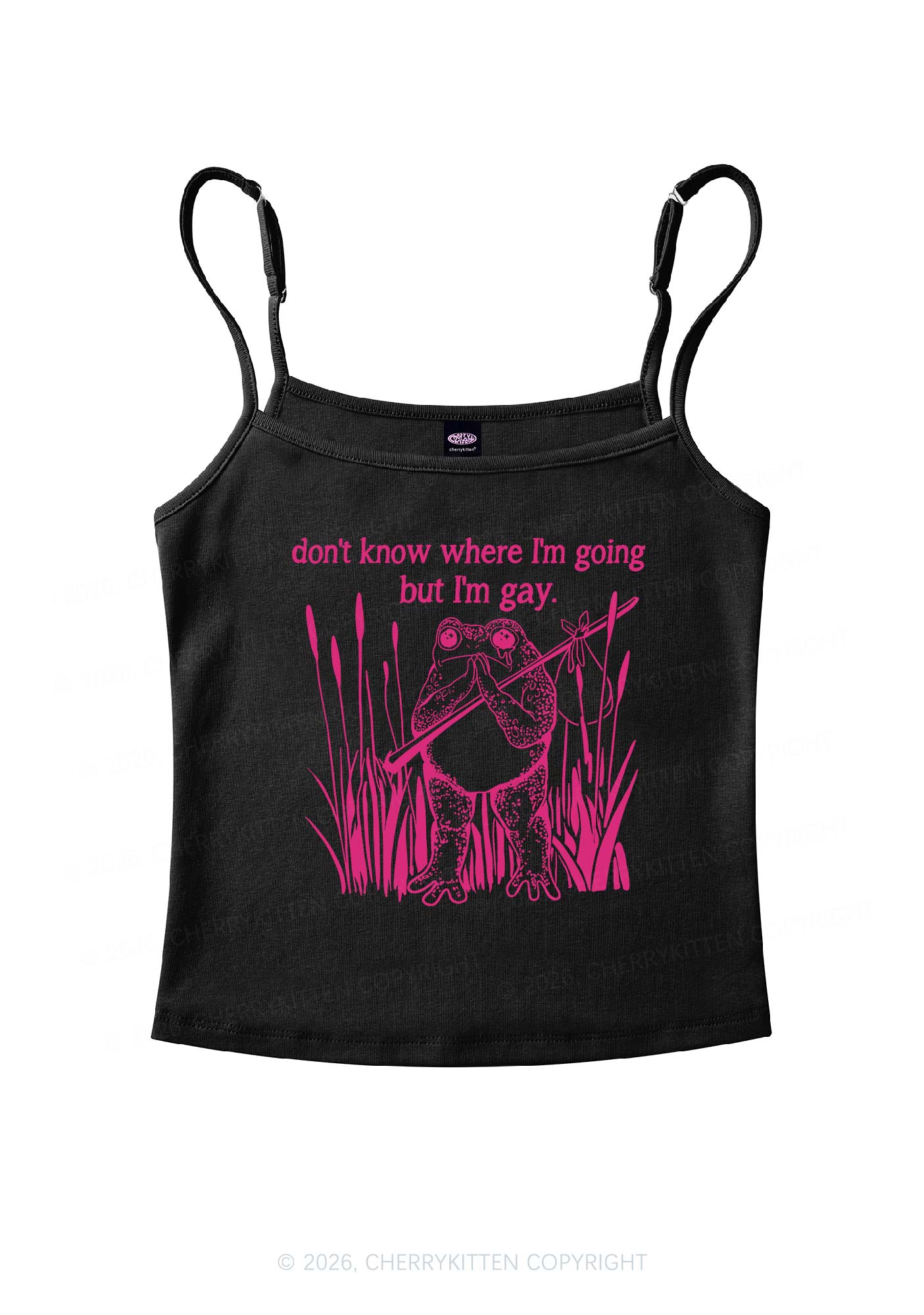 But I Am Gay Frog Pride Y2K Spaghetti Strap Cami Cherrykitten