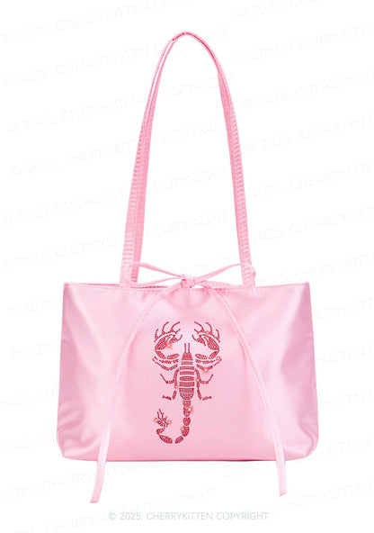 hinestone Red Scorpion Y2K Satin Bags Cherrykitten
