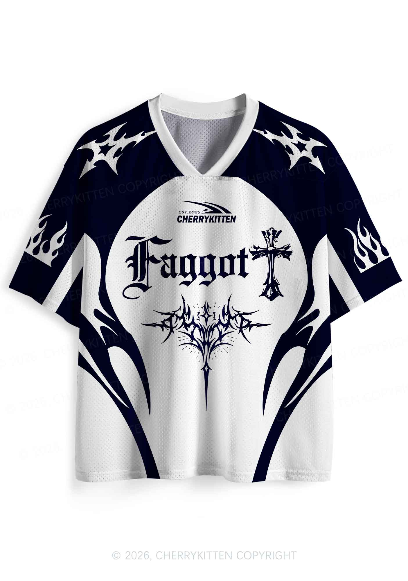 Gothic Cross Faggot Pride Y2K Sport Jersey Shirts Cherrykitten