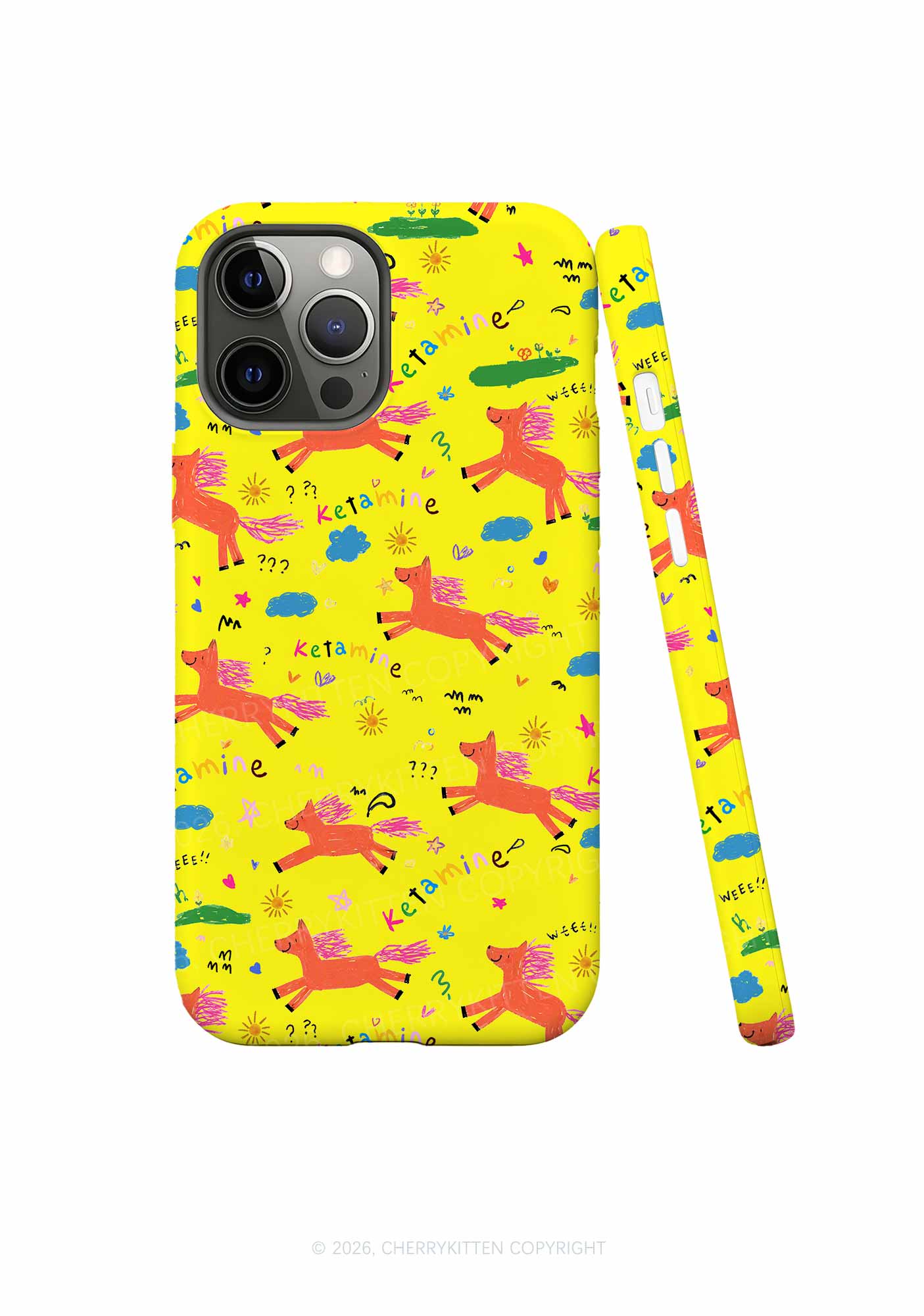 Orange Pony On Yellow Y2K Phone Case Cherrykitten