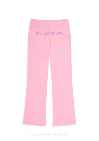 Rhinestone Stargirl Y2K Low Rise Drawstring Flare Pants Cherrykitten
