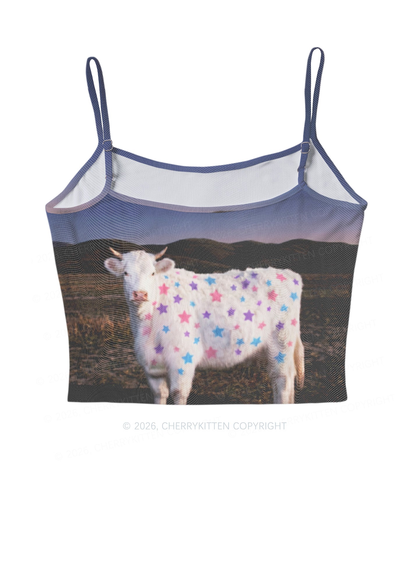 Pastel Star Cow Y2K Mesh Cami Tank Cherrykitten