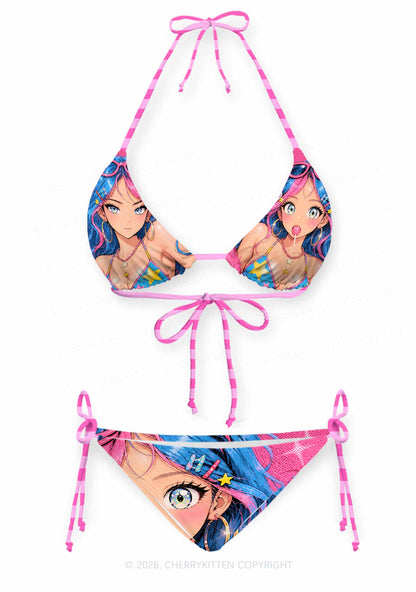 Kawaii Manga Girl Y2K Print Bikini Set Cherrykitten