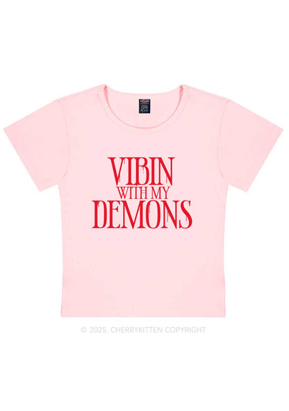 Halloween Vibin With My Demons Y2K Baby Tee Cherrykitten