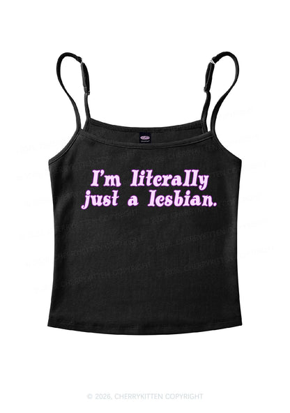 Literally Just A Lesbian Pride Y2K Spaghetti Strap Cami Cherrykitten