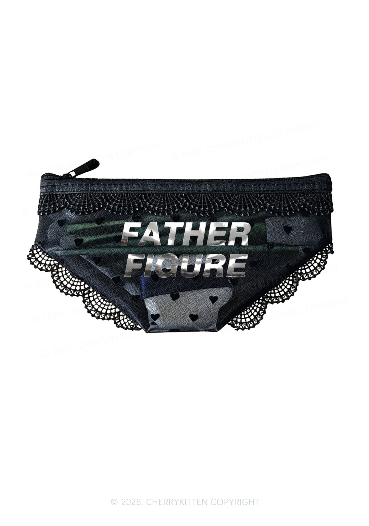 Father Figure Silver Foil Printed Y2K Briefs Shape Cosmetic Pouch Cherrykitten