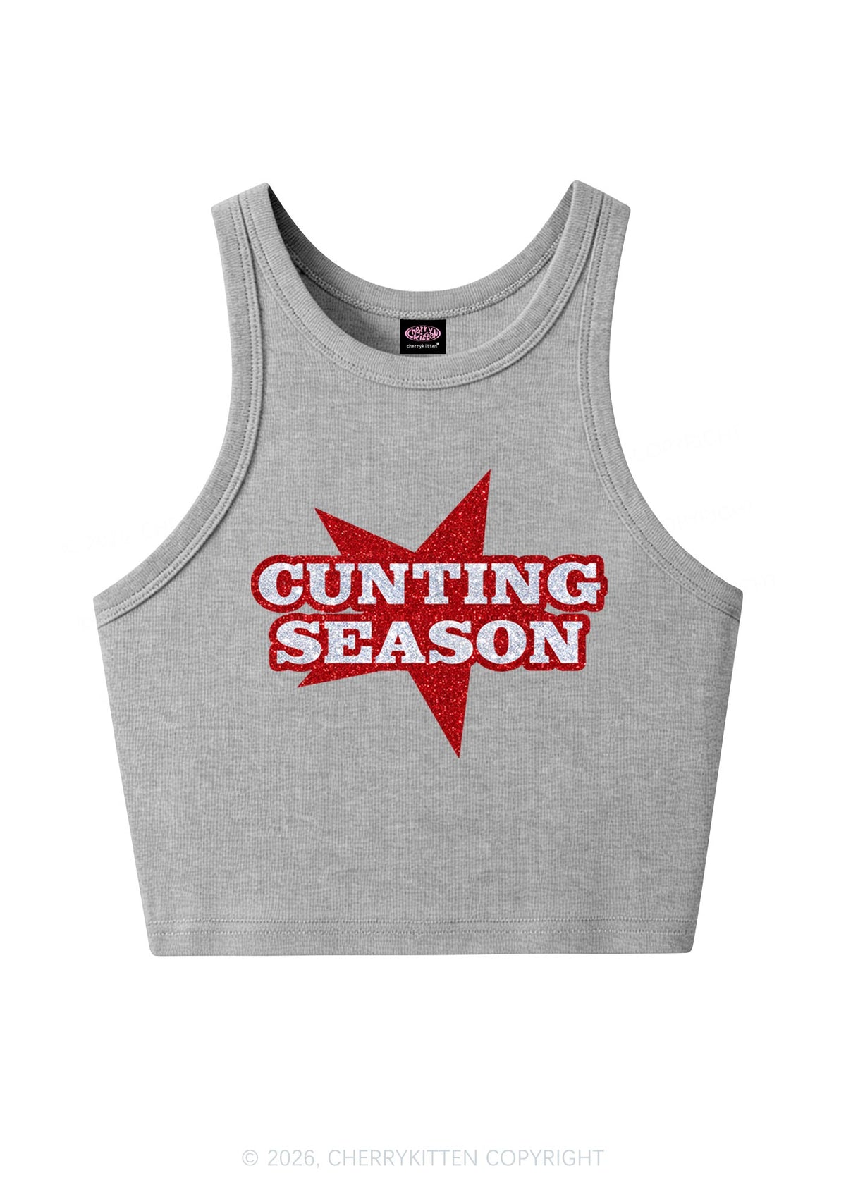 Glitter Cxxting Season Y2K Crop Tank Top Cherrykitten