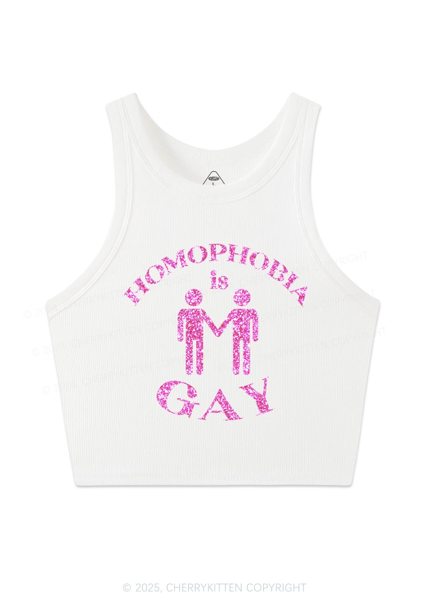 Glitter Homophobia Is Gay Pride Y2K Crop Tank Top Cherrykitten