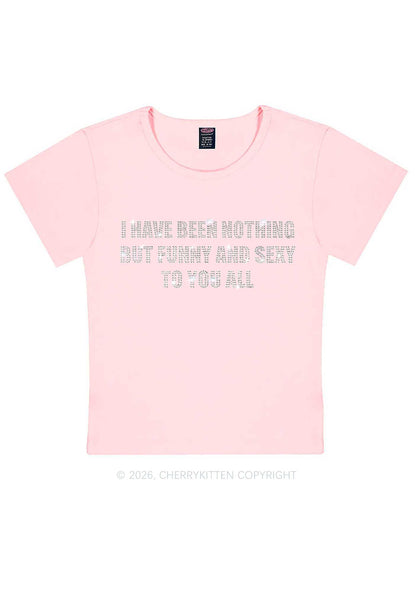 Rhinestone I Have Been Funny Y2K Baby Tee Cherrykitten