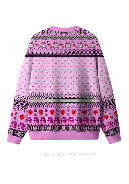 Santa Raccoons Y2K Christmas Knit Sweatshirt Cherrykitten