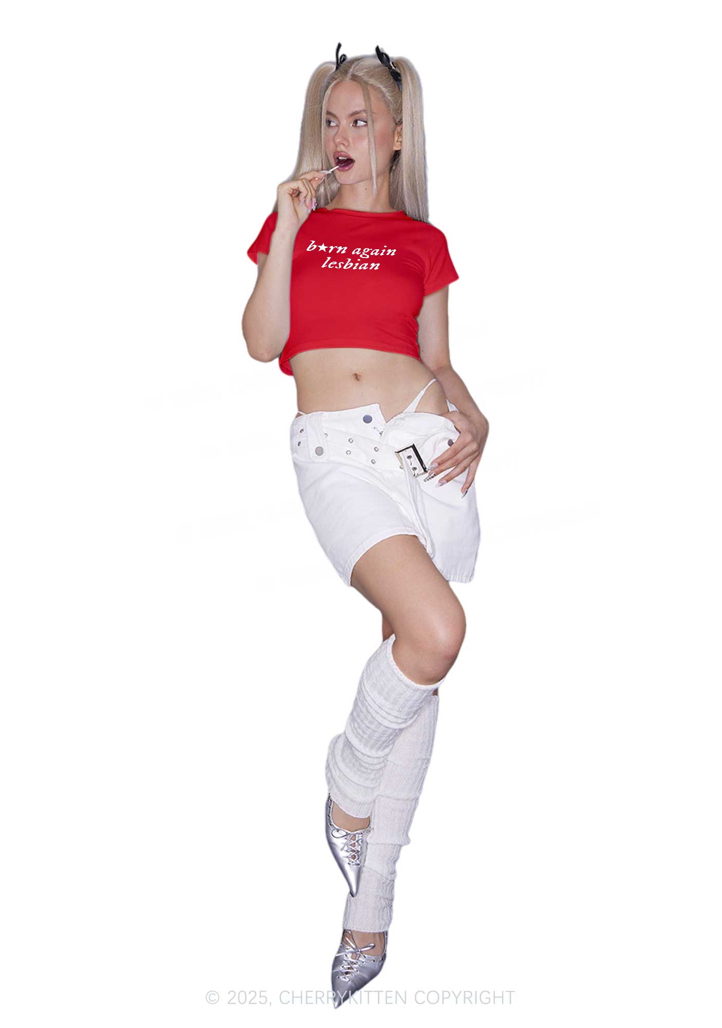 Born Again Lesbian Y2K Baby Tee Cherrykitten