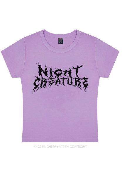 Night Creature Y2K Baby Tee Cherrykitten