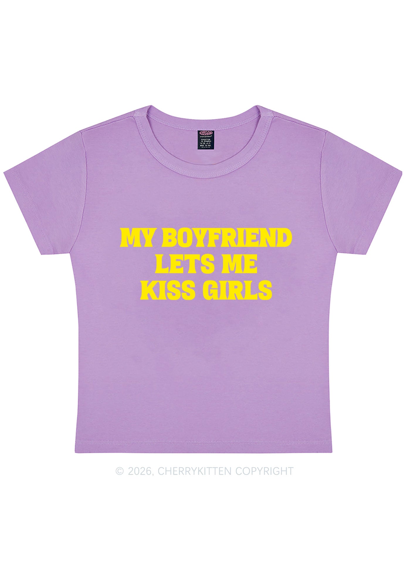BF Lets Me Kiss Girls Y2K Baby Tee Cherrykitten