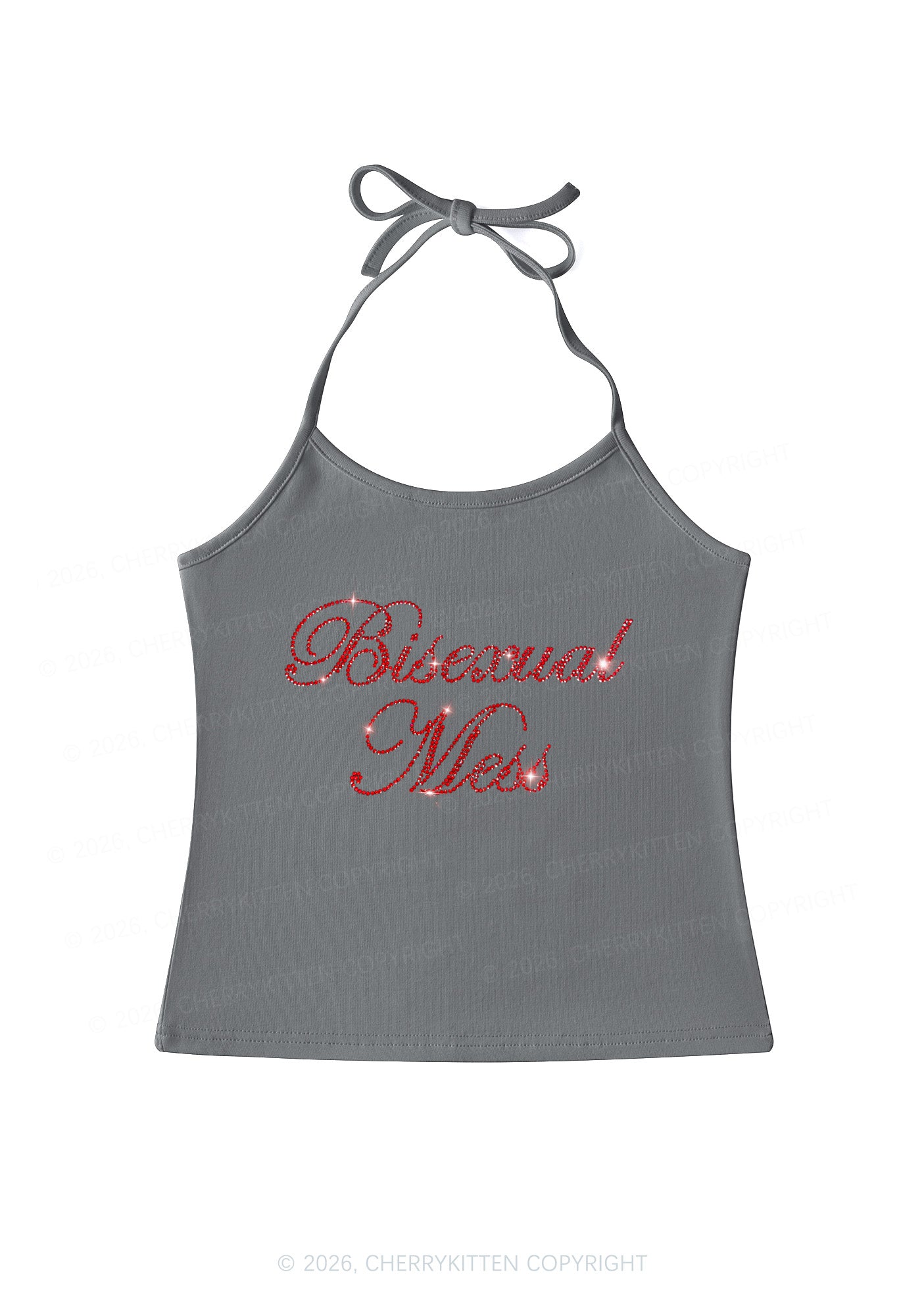 Rhinestone Bisexual Mess Pride Y2K Halter Neck Cami Cherrykitten