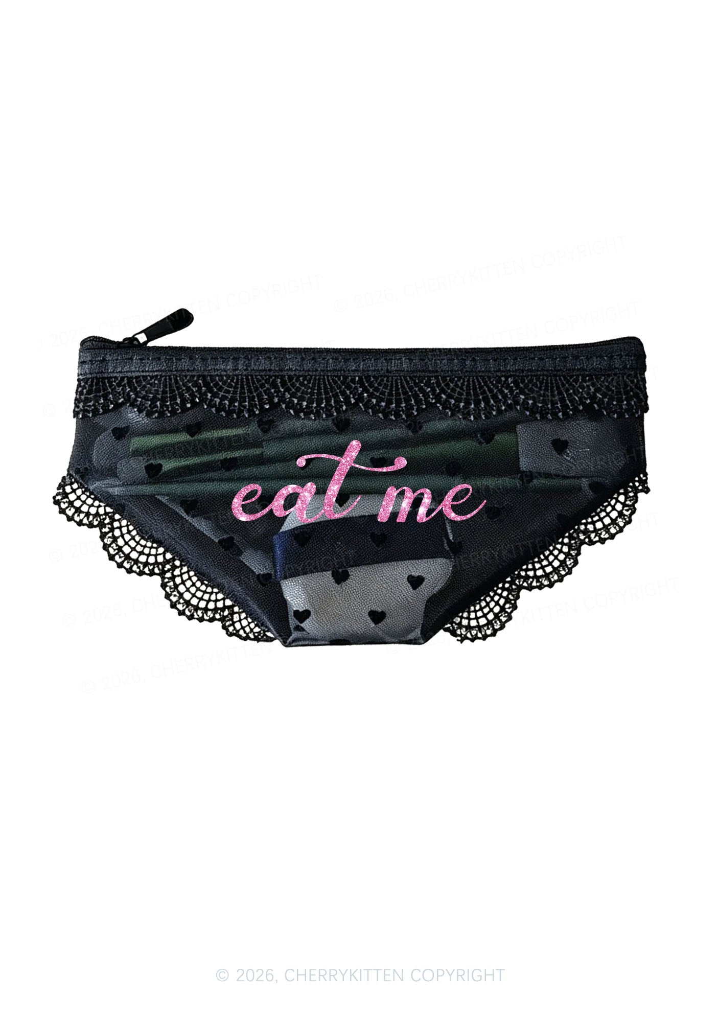 Glitter Eat Me Y2K Briefs Shape Cosmetic Pouch Cherrykitten