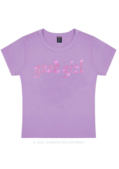 Rhinestone Good Girl Y2K Baby Tee Cherrykitten