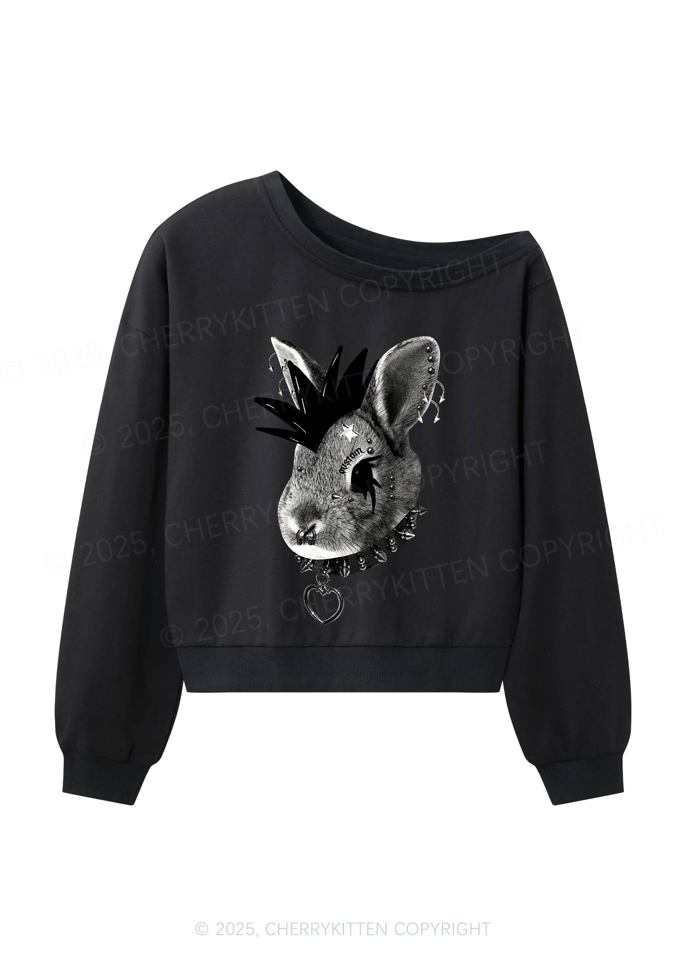 Custom Punk Pet Y2K Off Shoulder Sweatshirts Cherrykitten