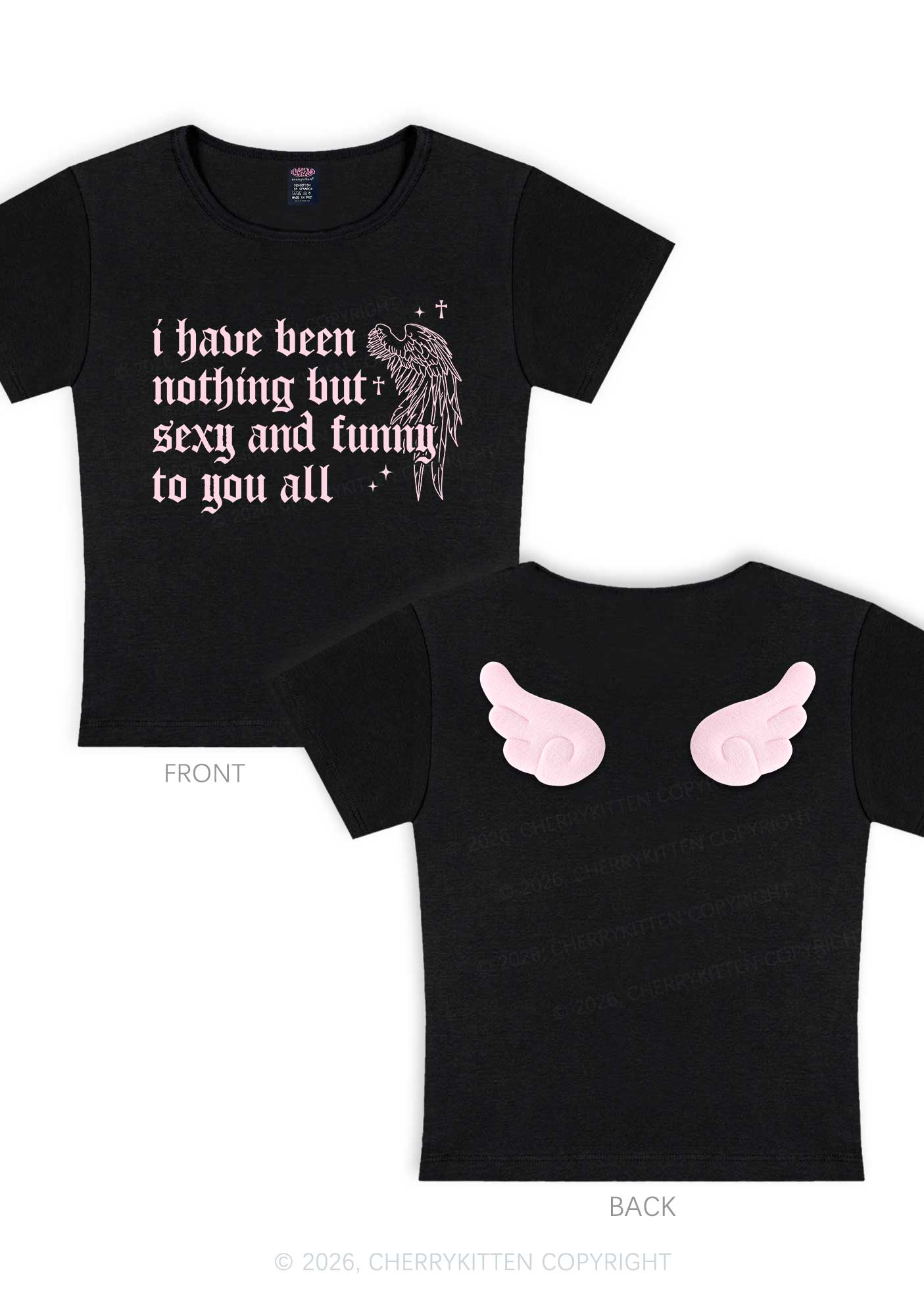 I Have Been Nothing Y2K Goth Angel Wings Baby Tee Cherrykitten
