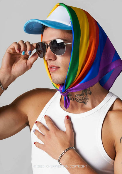 Bold  Stripe Rainbow Pride Y2K Square Bandana Cherrykitten