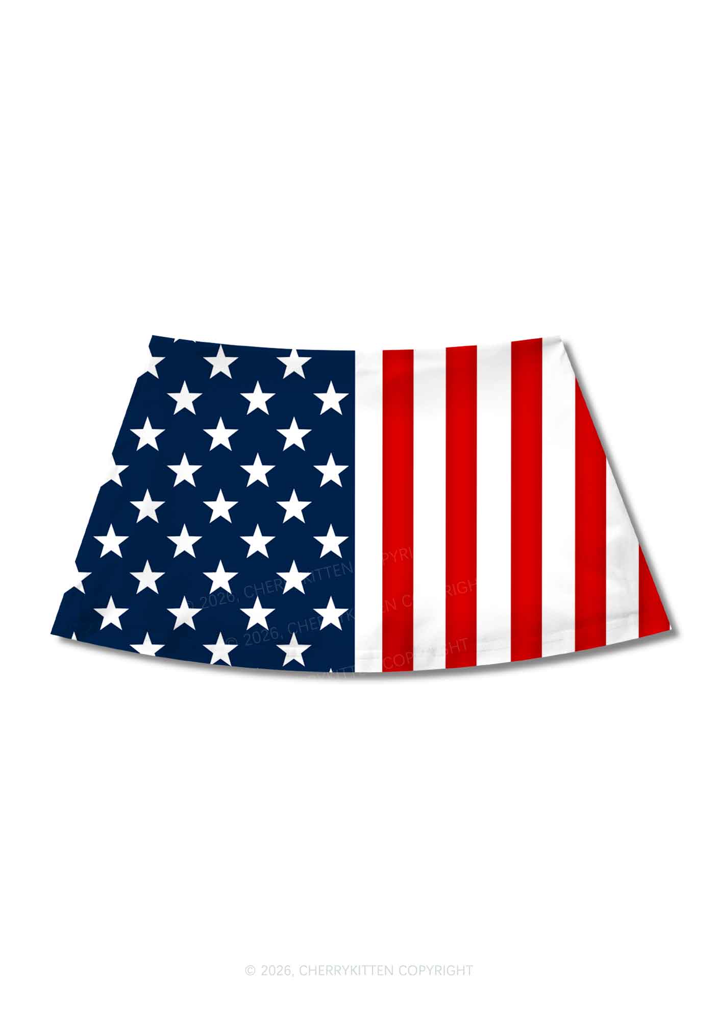 Navy Star Red White Stripe Y2K Print Mini Skirt Cherrykitten
