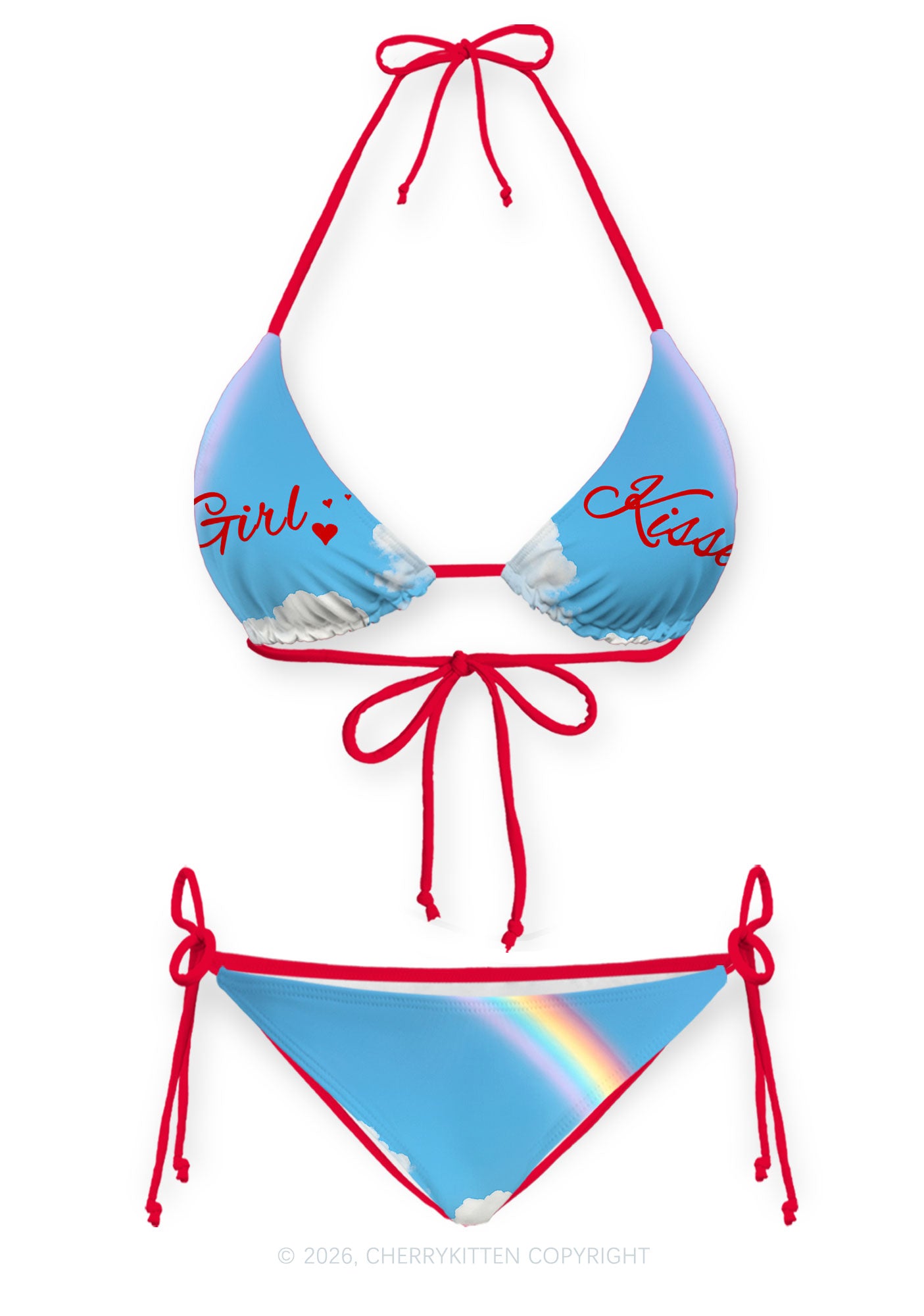 Girl Kisser Pride Y2K Print Bikini Set Cherrykitten