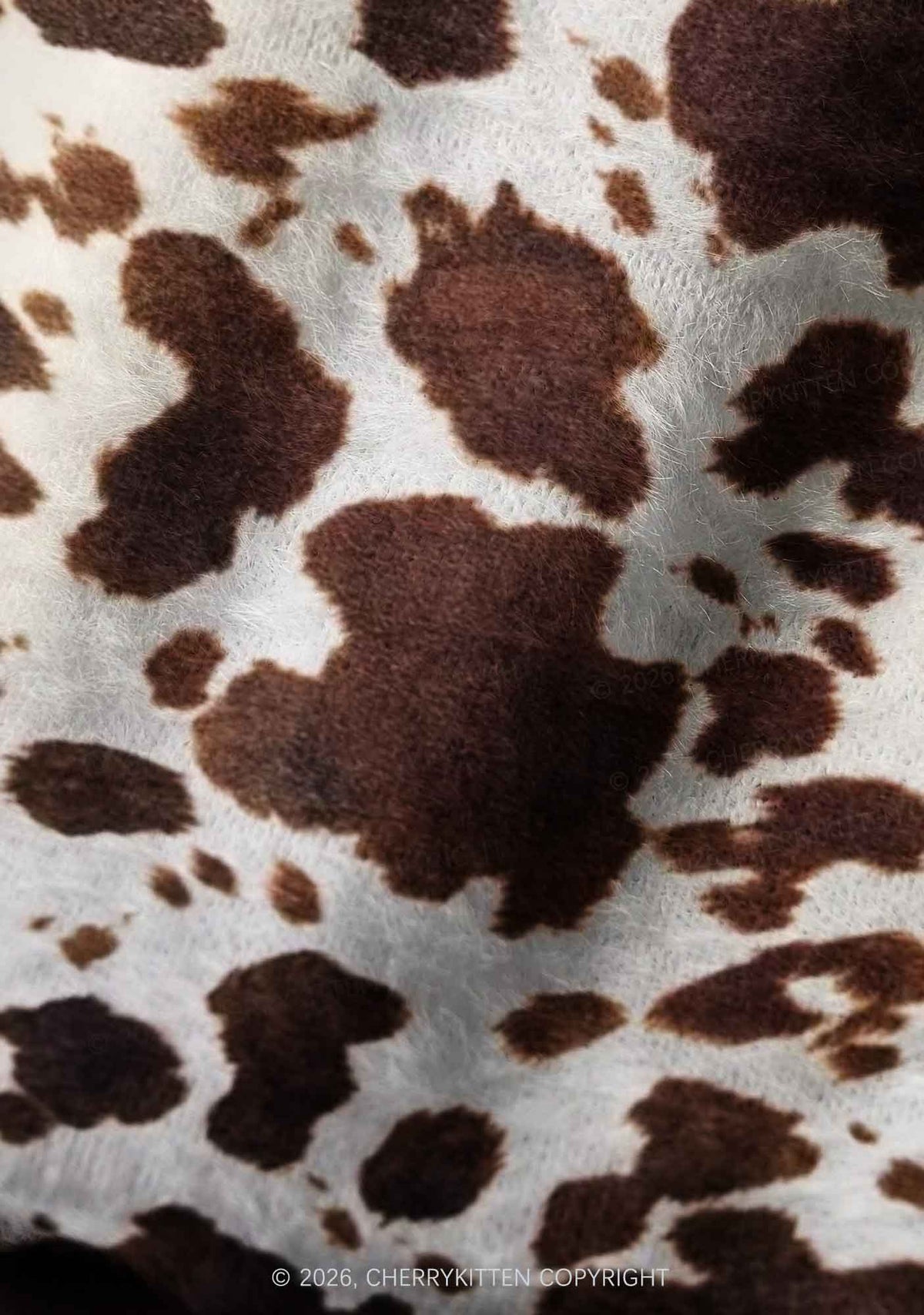 Brown And White Cow Dots Y2K Print Knit Beanie Cherrykitten