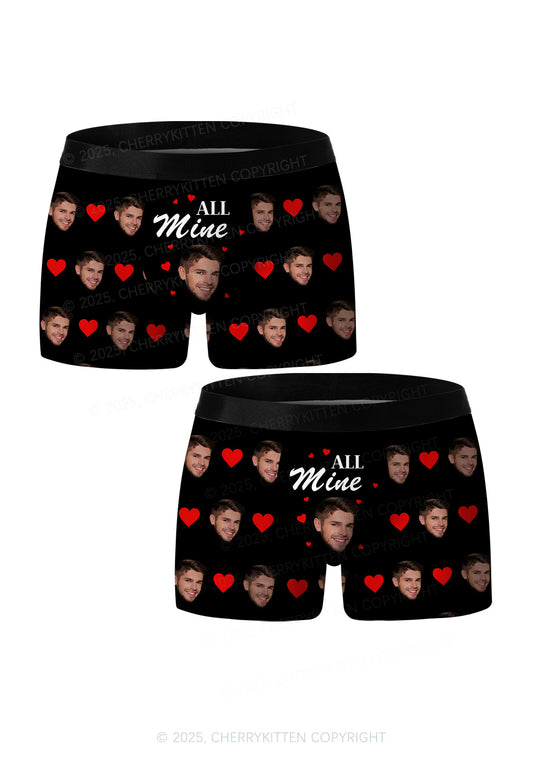 Custom Face All Mine Valentine's Day Y2K Print Couples Boxer Briefs Set Cherrykitten