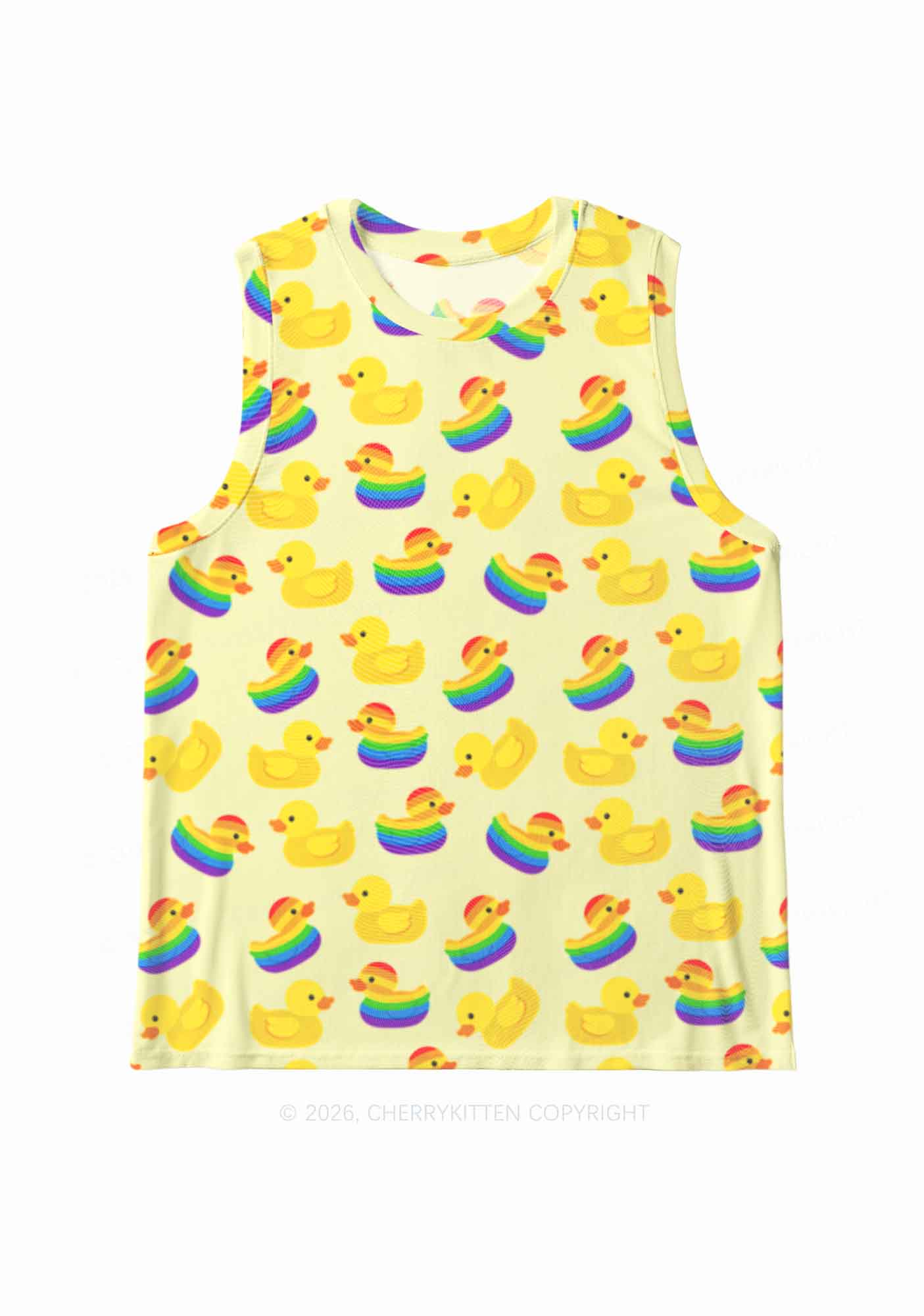 Rainbow Ducks Pride Y2K Mesh Muscle Tank Cherrykitten