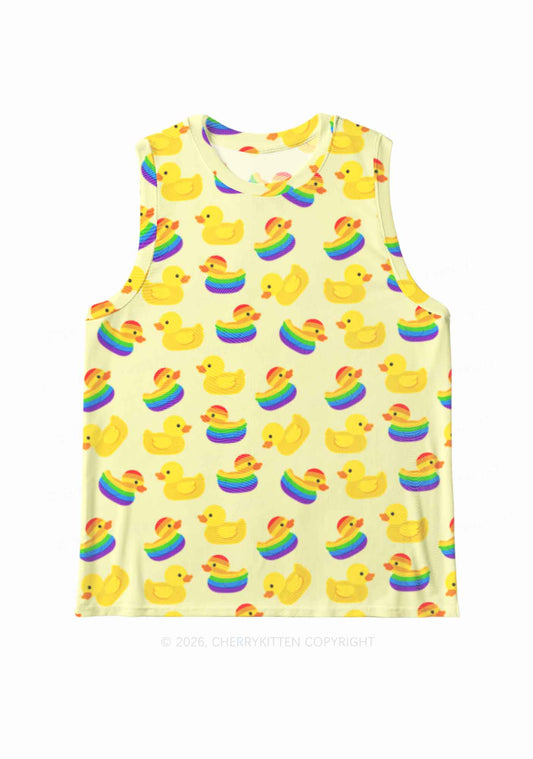 Rainbow Ducks Pride Y2K Mesh Muscle Tank Cherrykitten