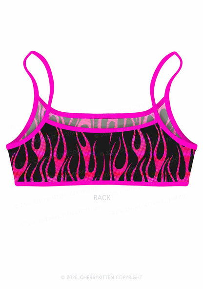 Hot Pink Flame Y2K Print Super Crop Cami Cherrykitten