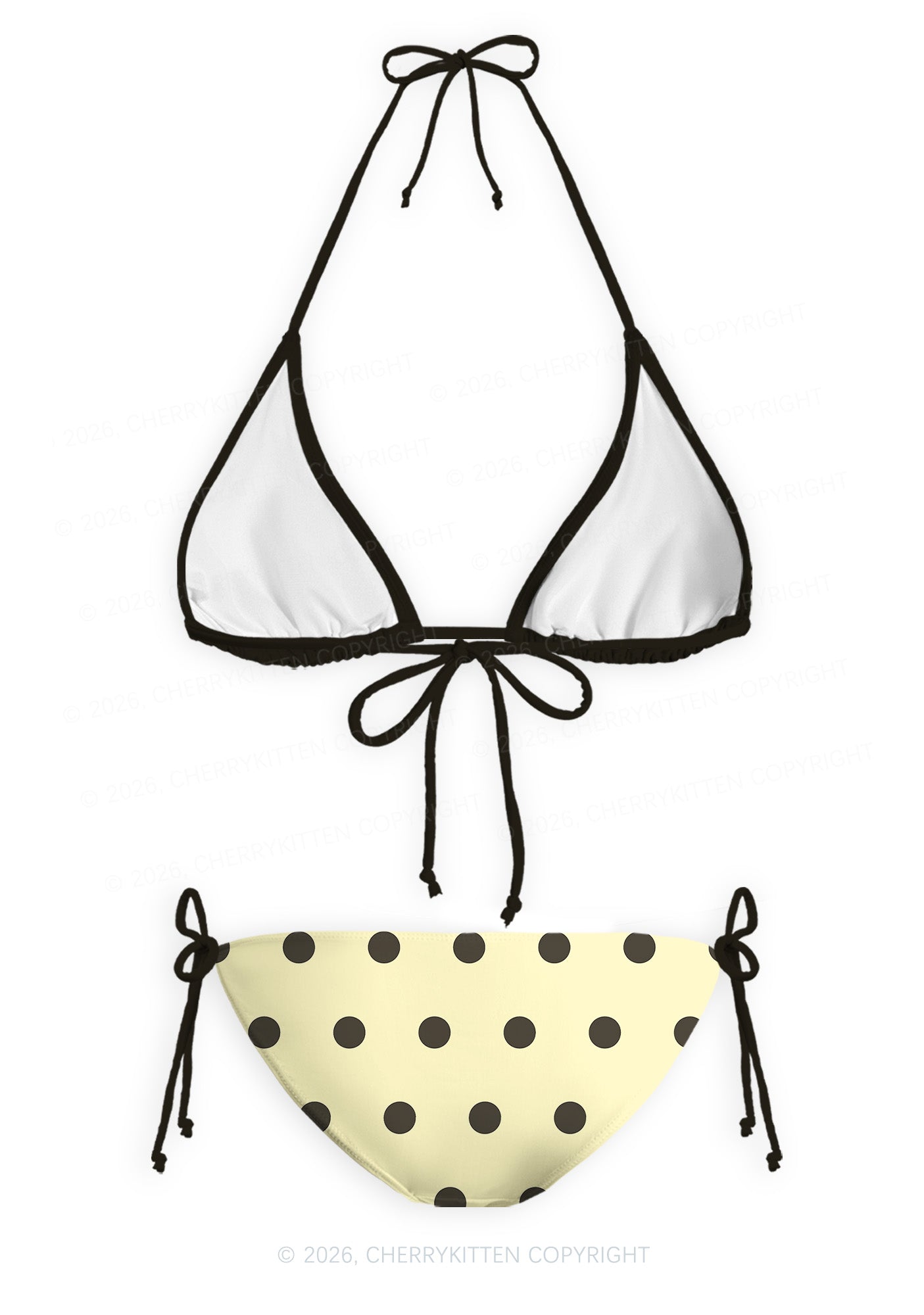 Yellow And Black Dots Y2K Print Bikini Set Cherrykitten