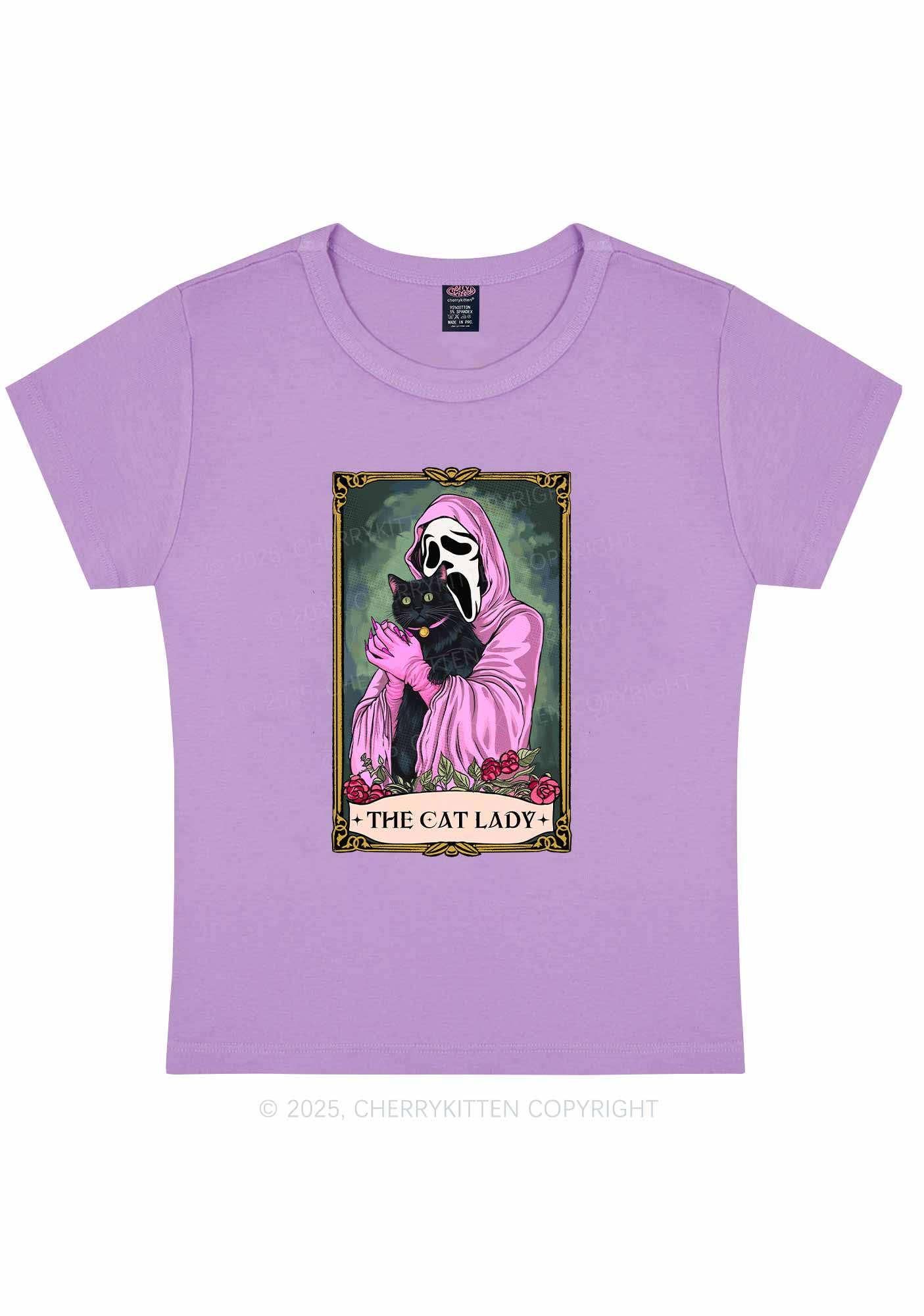 Halloween The Skull Cat Lady Y2K Baby Tee Cherrykitten